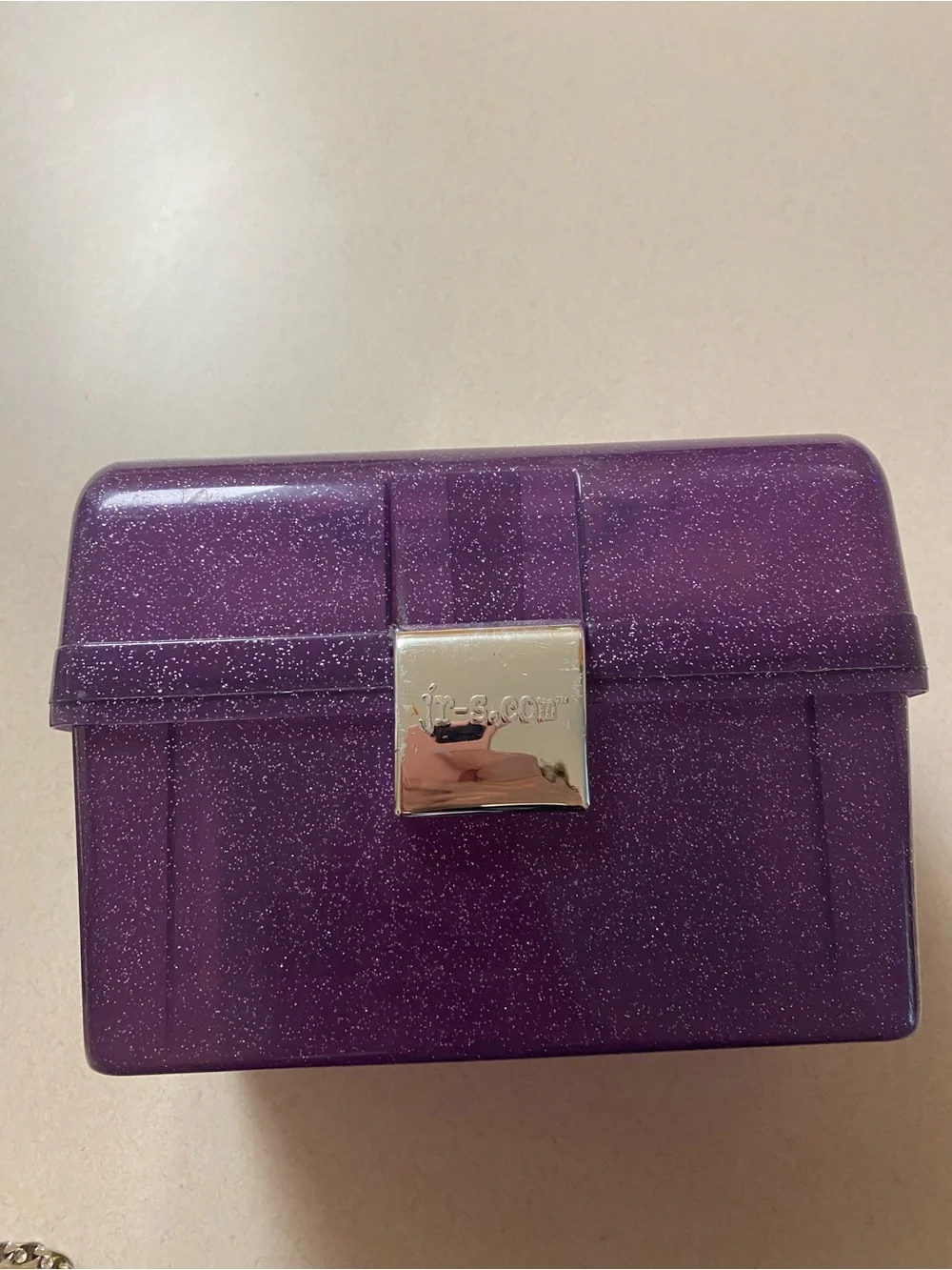 Purple Glitter Portable Storage Box with Handle